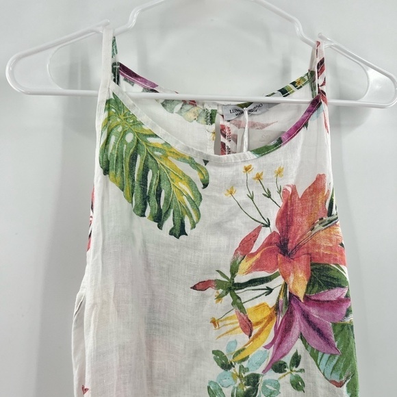 Lungo L’Arno white tropical 100% linen dress size medium midi maxi - Picture 2 of 12